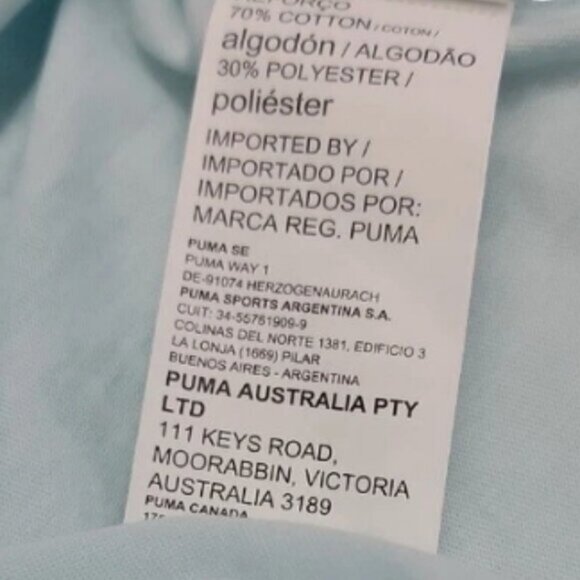 Puma Women's Size L Bust 44 Blue Crew Neck Logo Short Sleeve T-Shirt - Picture 6 of 13